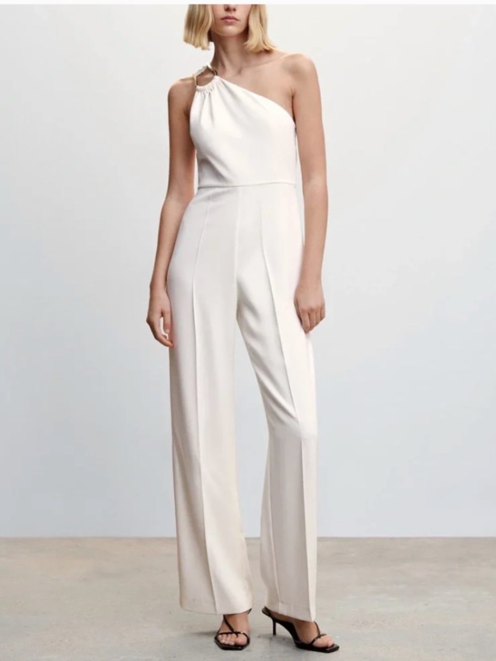 Mango Asymmetrical Jumpsuit with Metal Detail - Size Small